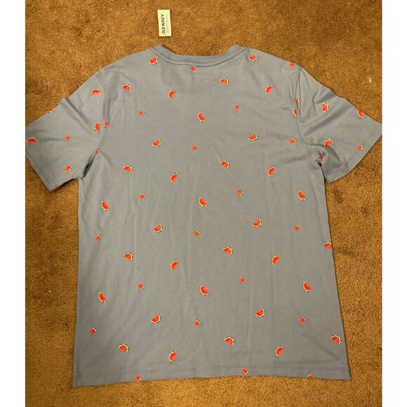 OLD NAVY BLUE CREW NECK MENS SHORT SLEEVE SHIRT M BLUE MELON THEME PRINT COTTON - Picture 3 of 6